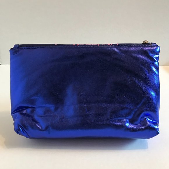 "Love" Metallic Blue Cosmetic Bag - Picture 2 of 6